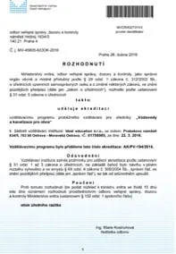 Rozhodnutí o akreditaci – MV ČR